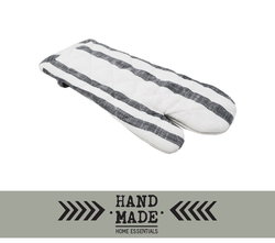 Image of Set of 2 Gray Stripes Oven Mits