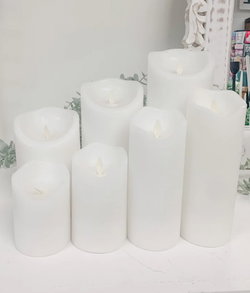 Image of 3’x4′ White Rustic Finish Moving Flame LED Pillar Candle