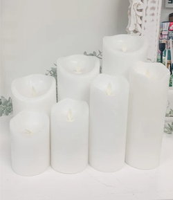 Image of 3’x5′ White Rustic Finish Moving Flame LED Pillar Candle