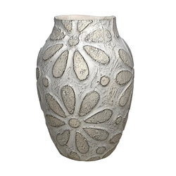 Image of Ceramic Vase 8.5″x10″ Embossed Blooms