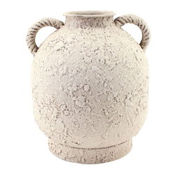 Image of Metal Vase 6’x7′ w/ Handles Beige Sand Finish