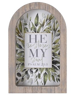 Image of Framed Arch He Restores My Soul 7X11