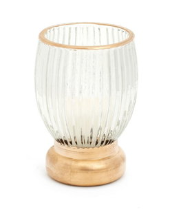 Image of Ribbed Glass Vase w/ Gold Edge