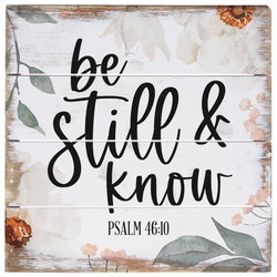 Image of Be Still Flowers Wood Sign