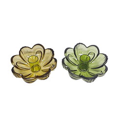 Image of 2 Asst. Flower Candle Holders (Sold Invidually) Green/Yellow