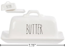 Image of Farmhouse Modern Ceramic Butter Dish, 7.75’L