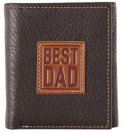 Image of Wallet Best Dad Brown & Tan Genuine Leather Trifold
