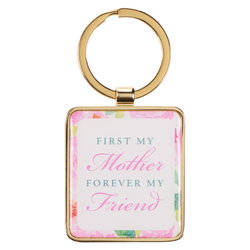 Image of First My Mother Pink Peony Metal Key Ring