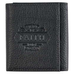 Image of Walk by Faith Black Genuine Leather Wallet – 2 Corinthians 5:7