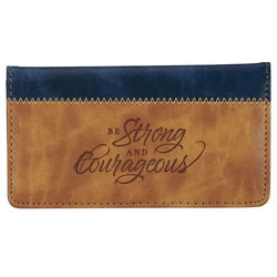 Image of Checkbook Wallet Two-tone Strong & Courageous Josh. 1:9