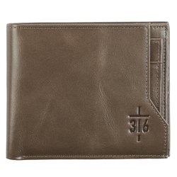 Image of Wallet Leather Taupe John 3:16