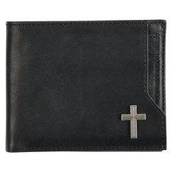 Image of Wallet Leather Black Cross Badge