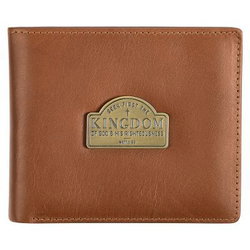 Image of Wallet Leather Brown Seek First the Kingdom Badge Matt. 6:33