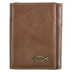 Image of Wallet Leather Brown Ichthus Badge