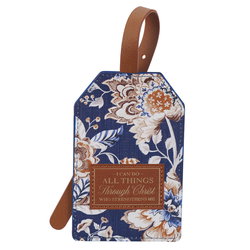 Image of Luggage Tag Navy/Brown All Things Phil. 4:13