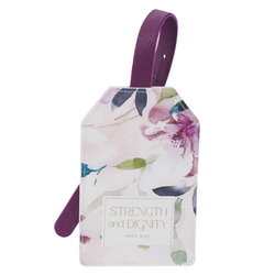 Image of Luggage Tag Burgundy Strength & Dignity Prov. 31:25