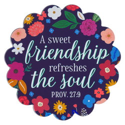 Image of Magnet Blue Floral Sweet Friendship Prov. 27:9