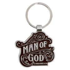 Image of Man of God Black and Silver Metal Keychain – 1 Timothy 6:11