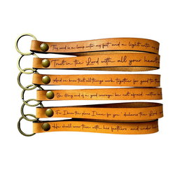 Image of Scripture Wristlet Leather Keychain (Assorted Options)