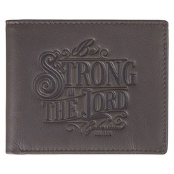 Image of Wallet Leather Gray Strong in the Lord Eph. 6:10