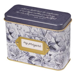 Image of Cards In Tin Blue Floral My Prayers 1 Thess. 5:16-18