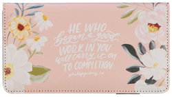 Image of Checkbook Wallet Pink Good Work Phil. 1:6