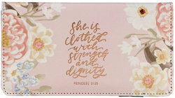 Image of Checkbook Wallet Pink Strength & Dignity Prov. 31:25