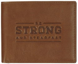 Image of Wallet Leather Tan Be Strong and Steadfast Deut. 31:6