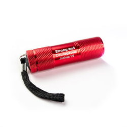 Image of LED Flashlight, Red, Strong and Courageous,Joshua 1:9