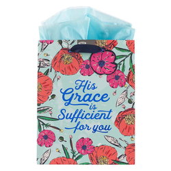 Image of Gift Bag MD Teal His Grace is Sufficient 2 Cor. 12:9