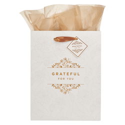 Image of Gift Bag MD White/Gold Grateful for You