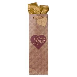 Image of Gift Bag Portrait Bottle Plum/Gold With Love