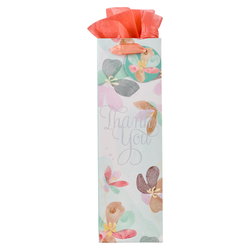 Image of Gift Bag Portrait Bottle White/Peach Thank You