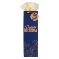 Image of Gift Bag Portrait Bottle Blue/Gold Happy Birthday