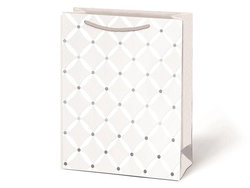 Image of Quilted Large Gift Bag , White Embossed