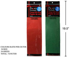 Image of Paper T. Xmas 15-Sheet Red/Green Tissue, 18’x18′, 54-Red/18-Green