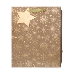 Image of Paper T. Xmas DLX Gift Bag, Golden Text, Jumbo, 12.2’x16.5’x4.7′