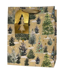 Image of Paper T. Xmas DLX Gift Bag, Trees, Large, 10.25’x12.6’x4.7′