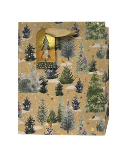 Image of Paper T. Xmas DLX Gift Bag, Trees, Medium, 7’x9’x4
