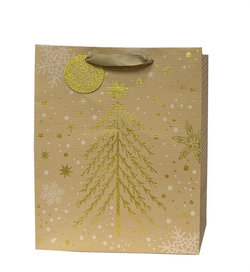 Image of Paper T. Xmas DLX Gift Bag, Gold Tree, Large, 10.25’x12.6’x4.7′