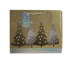 Image of Paper T. Xmas DLX Gift Bag, Chrismas Trees, Large, 12.2×10.25×4.7′