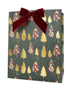 Image of Paper T. Xmas DLX Gift Bag, Large, Foil w/Velvet Bow, j-hook+ tag