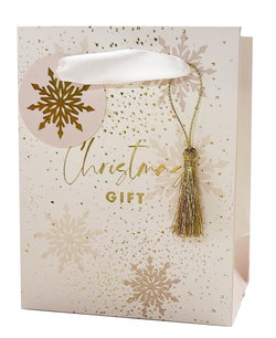 Image of Paper T. Xmas DLX Gift Bag, Small, Hot Stamp, j-hook+tag+tassel