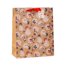 Image of Paper T. Xmas Gift Bag, Large, Kraft, j-hook + tag