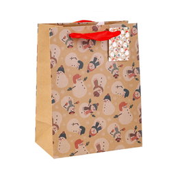 Image of Paper T. Xmas Gift Bag, Medium, Kraft, j-hook + tag