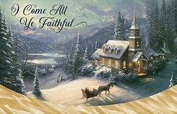 Image of Cards Christmas Come All Ye Faithful Thomas Kinkade18/box