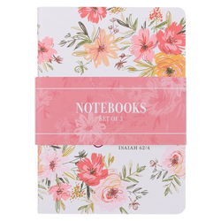 Image of Walk by Faith Berry Pink Floral Large Notebook Set – 2 Corinthians 5:7