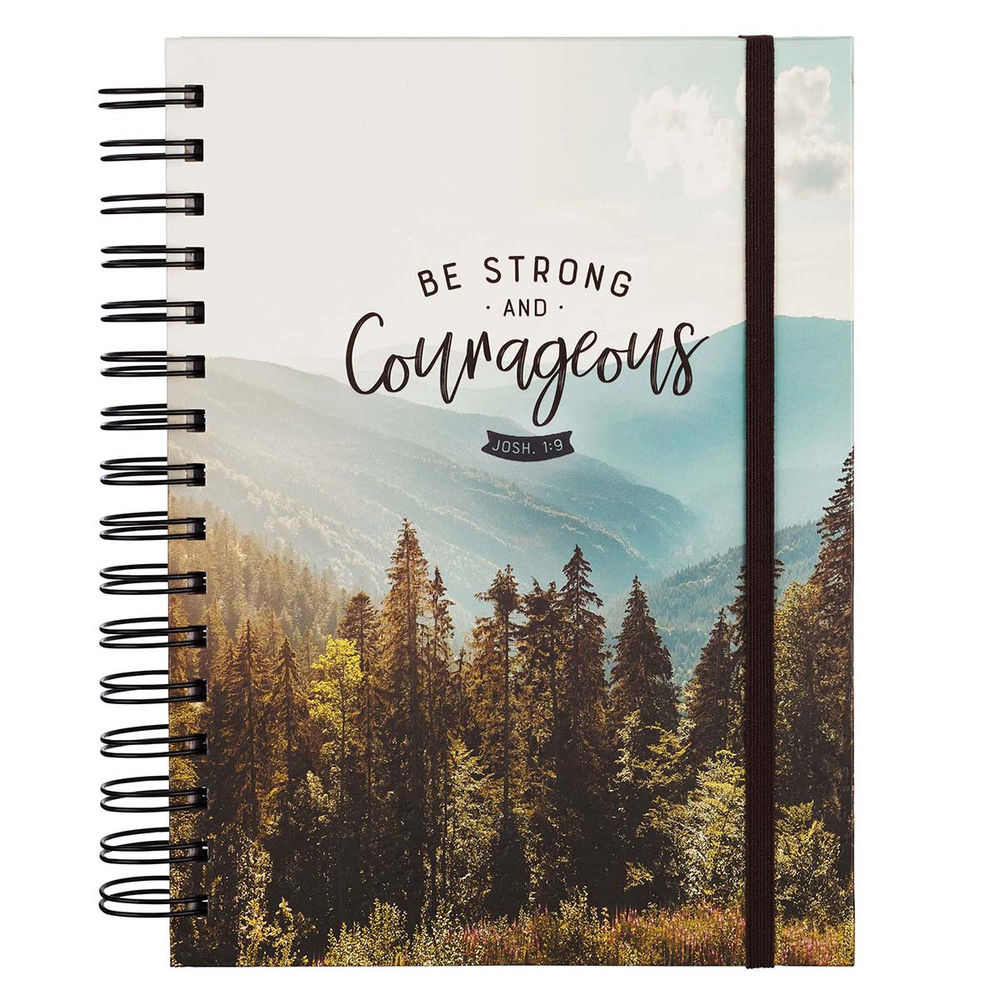 Image of Be Strong and Courageous Large Wirebound Journal with Elastic Closure