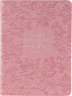 Image of More Precious than Rubies Strawberry Pink Handy-sized Faux Leather Journal