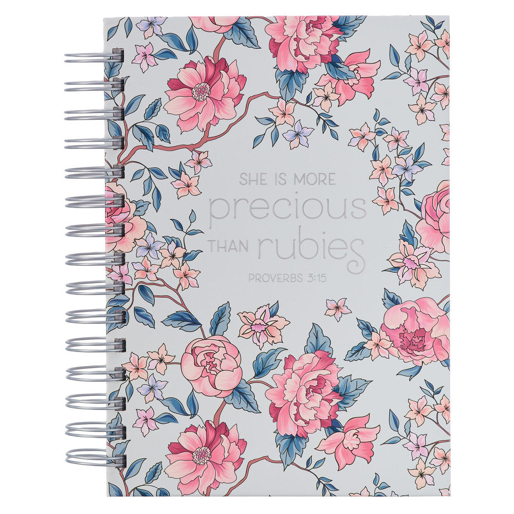 Image of More Precious Than Rubies Pink Floral Wirebound Journal